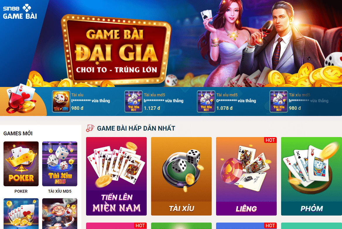 Game bài Sin88 - Sảnh chơi hấp dẫn cho mọi game thủ Game bài Sin88 - Sảnh chơi hấp dẫn cho mọi game thủ